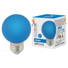 Volpe Лампа светодиодная Volpe E27 3W синяя LED-G60-3W Blue E27 FR С UL-00006957 ID - 266499