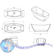 Ванна из искусственного камня Aquanet Sunset TC-S93 165x80, матовая