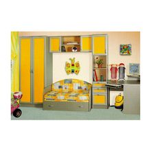 Детская комната Белоснежка 2 с диваном (Размер кровати: 120Х190, Комплектация: шкаф 2дверный, шкаф-стеллаж, полки, диван)