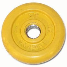 Диск обрезиненный MB Barbell d-31mm 1кг, желтый