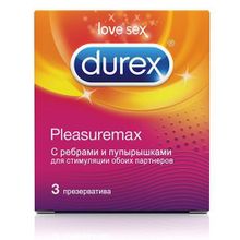 Durex Рельефные презервативы с точками и рёбрами Durex Pleasuremax - 3 шт.