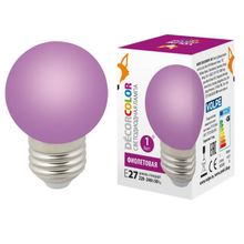 Volpe Лампа светодиодная Volpe E27 1W фиолетовая LED-G45-1W PURPLE E27 FR С UL-00005652 ID - 266384