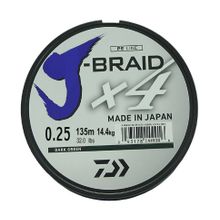 Леска плетеная Daiwa J-Braid X4 135м 0,25мм зеленая