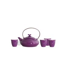 Фарфоровый чайный набор Гейша фиолетовый (чайник 520 мл. + 4 чашки 180 мл.)