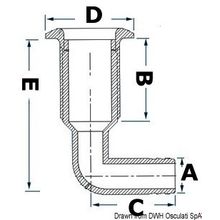 Osculati Nylon skin fitting 3 4 20mm w SS head 90° adaptor, 17.328.34