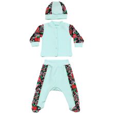 Kiddy bird кофточка, ползунки и шапочка Ретро зеленый