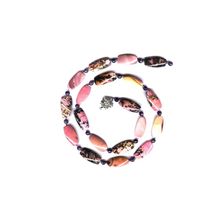 Бусы из крупных натуральных родонитов и аметистовых шариков