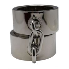 Серебристые гладкие металлические наручники с ключиком (236000)