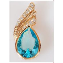 Кулон с голубым фианитом "Крылья ангела"