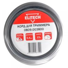 Леска ELITECH 2,4*223 м би-материал (квадрат)