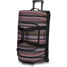 Женская дорожная сумка с выдвижной ручкой на колёсах Dakine WomensDuffle Roller 58L Fiesta Fst чёрная в пёструю полоску