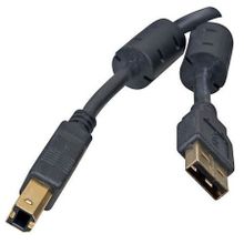 Кабель USB 2.0 Am=>Bm - 1.8 м, черный, 2 фильтра, позол. контакты, 5bites (UC5010-018A)