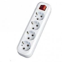 Колодка розеточная   СТАНДАРТ 4-местный, с выключателем, с заземлением, AKS10-4i |  код. AKS10-4i |  EKF