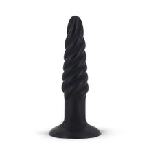 Анальная пробка со спиралевидным рельефом MENZSTUFF SPIRAL PLUG BLACK - 11,5 см.