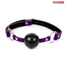 Bior toys Черно-фиолетовый пластиковый кляп-шарик с отверстиями Ball Gag (черный с фиолетовым)