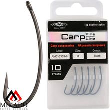 Крючки Mikado Carp Fine Line с тефлоновым покрытием - 3303 № 8 (с ушком)( 10 шт.)