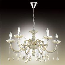 Подвесная люстра "свечи" ALVADA хром янтарное стекло  декор хрусталь E14 6*40W 220V 2911 6