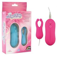 Розовый вибростимулятор с усиками Angel Baby NIpple&Cock clips (29036)