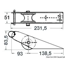 Osculati SS bow roller 232 x 51 mm, 01.118.91