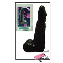 Sextoy 2011 Вибромассажер-фаллос с мошонкой и с выносным пультом - 19 см.