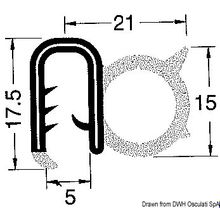 Osculati Reinforced PVC profile f. beading black 4-5mm 50m, 44.493.02