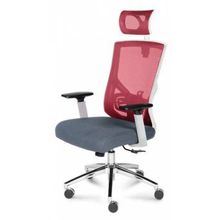 Кресло офисное Гарда вишневая сетка белый пластик серая сидушка
