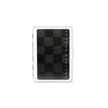 032L-205306 - Футляр для визиток 66х92 металл (никель), дизайн шахматы, с логотипом