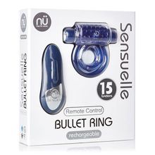 NU Sensuelle Синее эрекционное виброкольцо REMOTE BULLET COCKRING