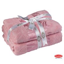 Махровое полотенце в пвх уп. 50х90+70х140 "VERSAL", розовый