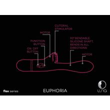 Розовый гнущийся вибратор Euphoria с клиторальной щеточкой - 22 см. Розовый