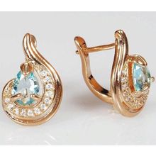 Серьги с голубым фианитом "Капля росы"