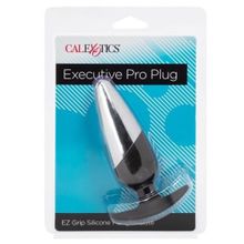 Серебристо-черная анальная пробка Executive Pro Plug - 12,75 см. (218385)