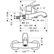 Смеситель Hansgrohe Metris Classic 31478000 для ванны с душем