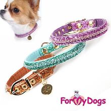 Мягкий блестящий ошейник для собак ForMyDogs бирюза FMDN12004-2012 Gr