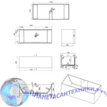 Ванна из искусственного камня Aquanet Soul Smooth TC-S107 170x73, глянцевая