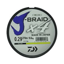 Леска плетеная Daiwa J-Braid X4 270м 0,29мм желтая