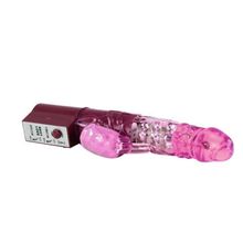 Розовый вибратор хай-тек с бусинками - 24 см. Розовый
