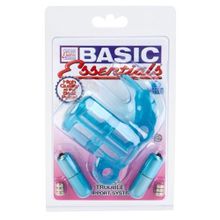 California Exotic Novelties Эрекционное кольцо с 2 вибраторами BASIC ESSENTIAL (нежно-голубой)