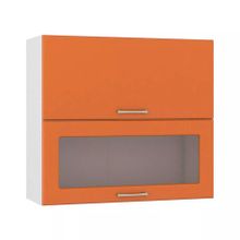 Моби Сандра шкаф навесной 800 гориз. 1 витрина 1 дверь манго ID - 310935
