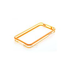 Бампер Яблоко для iPhone 4 прозрачный оранжевый