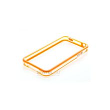 Бампер Яблоко для iPhone 4 прозрачный оранжевый