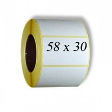 Термотрансферные этикетки, полуглянцевые 58 x 30 (1 ряд, 900 шт, втулка 40)