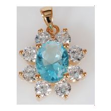 Кулон с голубым фианитом "Овал"