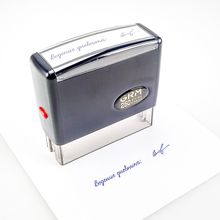 Автоматический штамп личная подпись для дневника, ФАКСИМИЛЕ для школы GRM 250 2 Pads (76*17) мм, c двойной подушкой