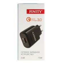 Сетевое зарядное устройство с USB Finity FT-06 2.4A, Quick Charge 3.0, черное