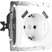 Werkel Розетка Werkel с заземлением, USBx2 белая WL01-SKGS-USBx2-IP20 4690389073199 ID - 236931