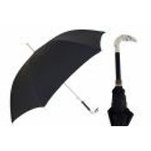 Pasotti - Зонт мужской трость классический черный, ручка хром голова орлана