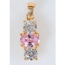 Кулон с розовым фианитом "3 камня"