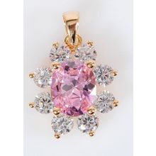 Кулон с розовым фианитом "Овал"