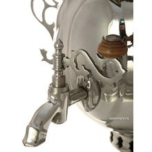 Комбинированный самовар 4,5 литра никелированный "шар", Штамп, арт. 310501